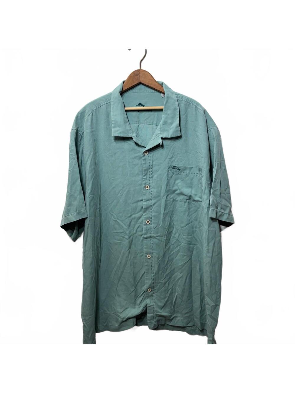 Tommy Bahama Silk Shirt Marlin Logo Seafoam XXXL